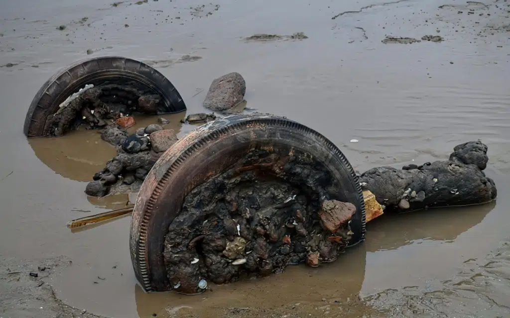 Internet attempts to identify this car left rotting on the beach but it's really not easy