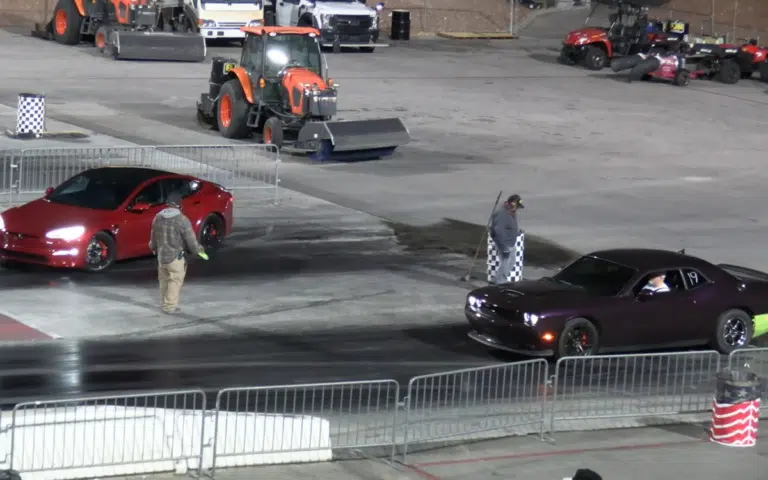 The Tesla Model S Plaid took on a Dodge Challenger R/T at Las Vegas Motor Speedway.