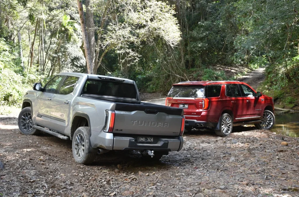 The 2025 GMC Yukon Denali and Toyota Tundra go head-to-head in an off-road test comparing power, capability, and real-world performance