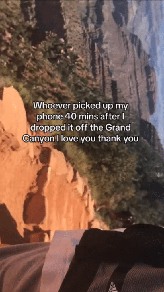 Woman who dropped phone down Grand Canyon while recording