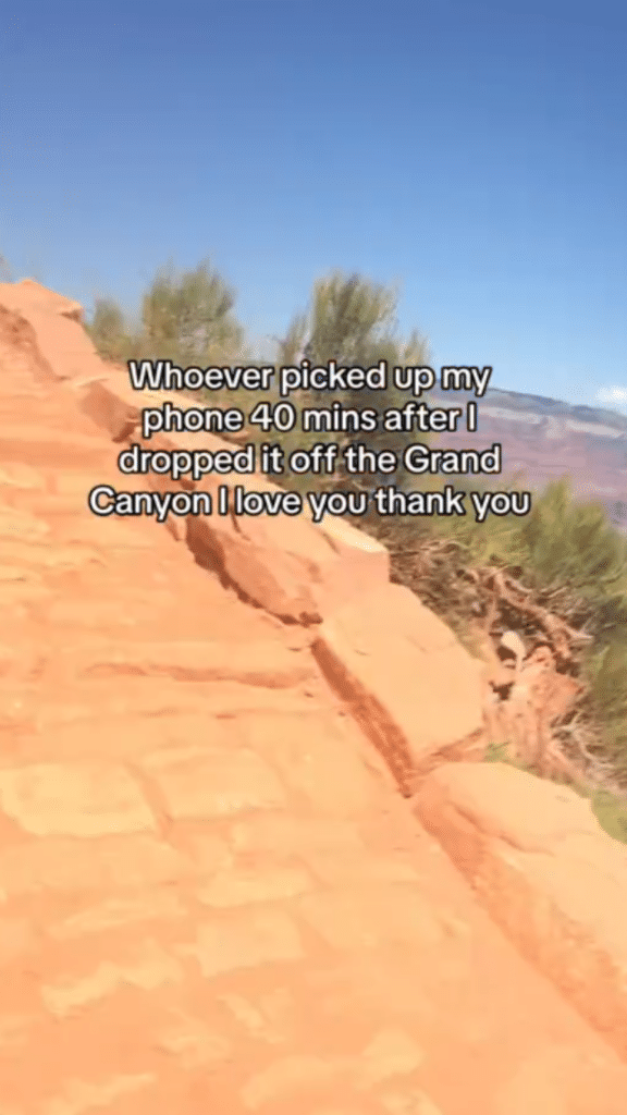 Woman who dropped phone down Grand Canyon while recording