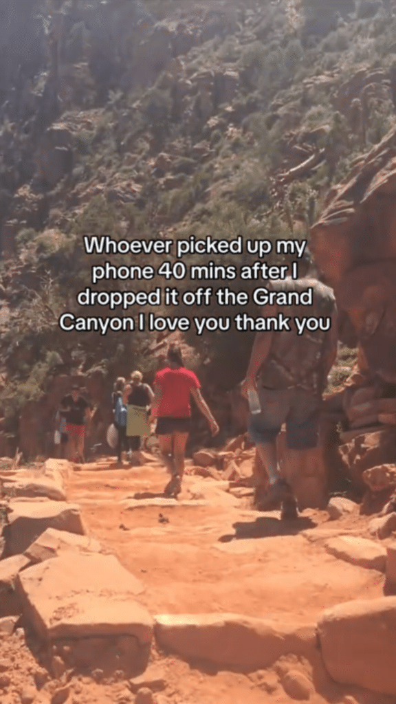 Woman who dropped phone down Grand Canyon while recording