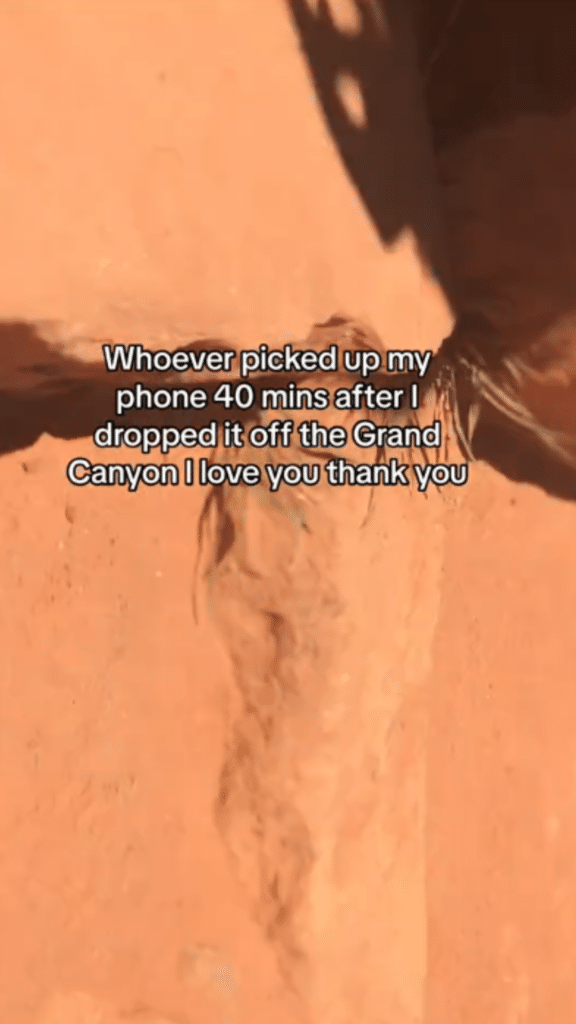 Woman who dropped phone down Grand Canyon while recording