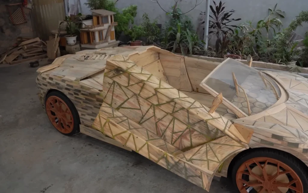 The Lamborghini Revuelto is usually associated with cutting-edge supercar tech, but one creator decided to reinterpret it as a handcrafted wooden car.