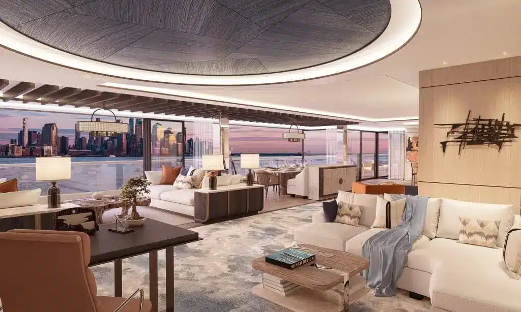 The interior of an apartment in the yacht
