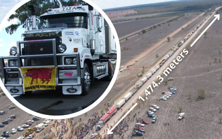 World's longest road train is pictured.