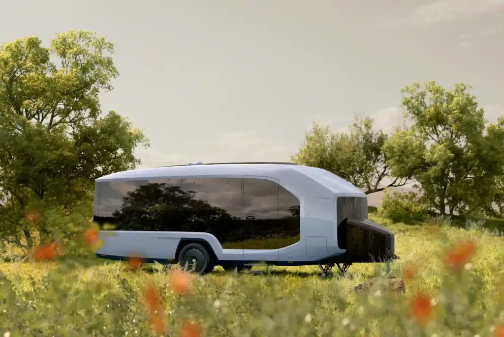 YouTuber tests the new all-electric pebble flow RV by towing it with his Tesla Cybertruck