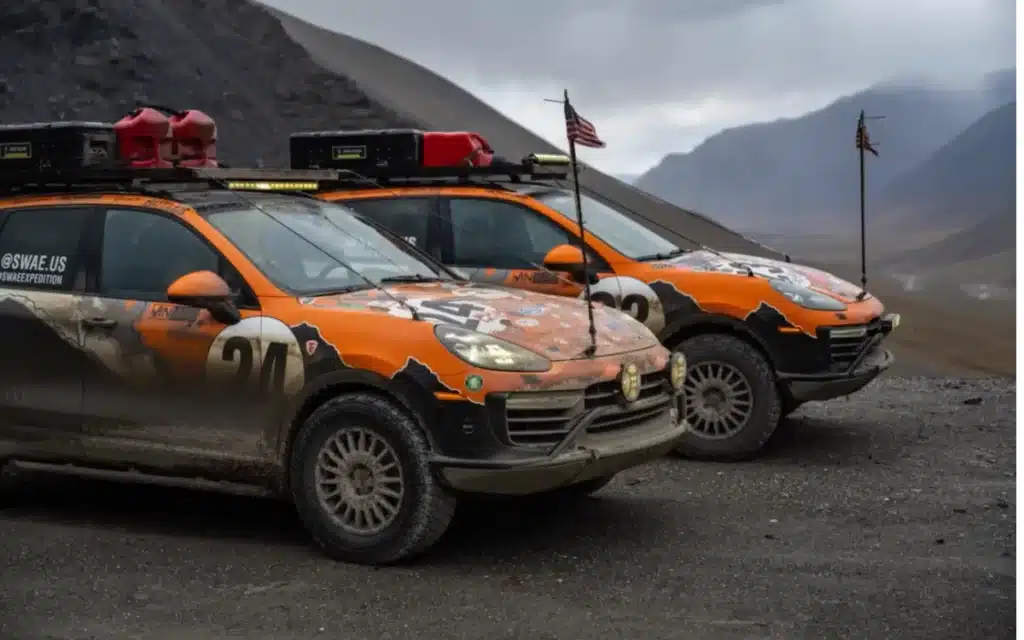 California man drives 50-year-old Jaguar and Porsche Cayenne Turbo all the way to the Arctic Ocean