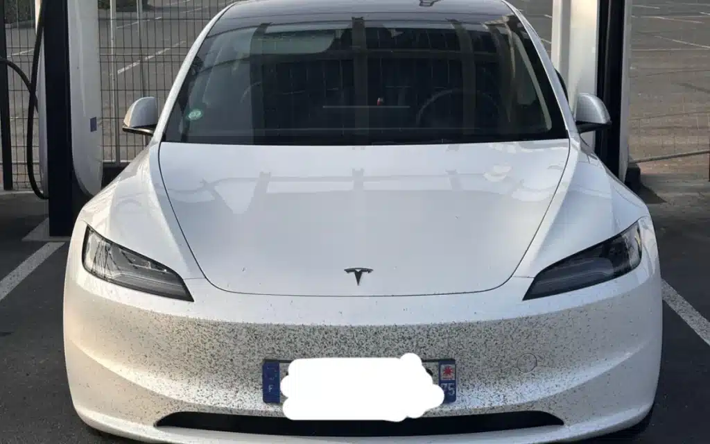 A Tesla Model 3 that faced a bug problem after driving on the autobahn