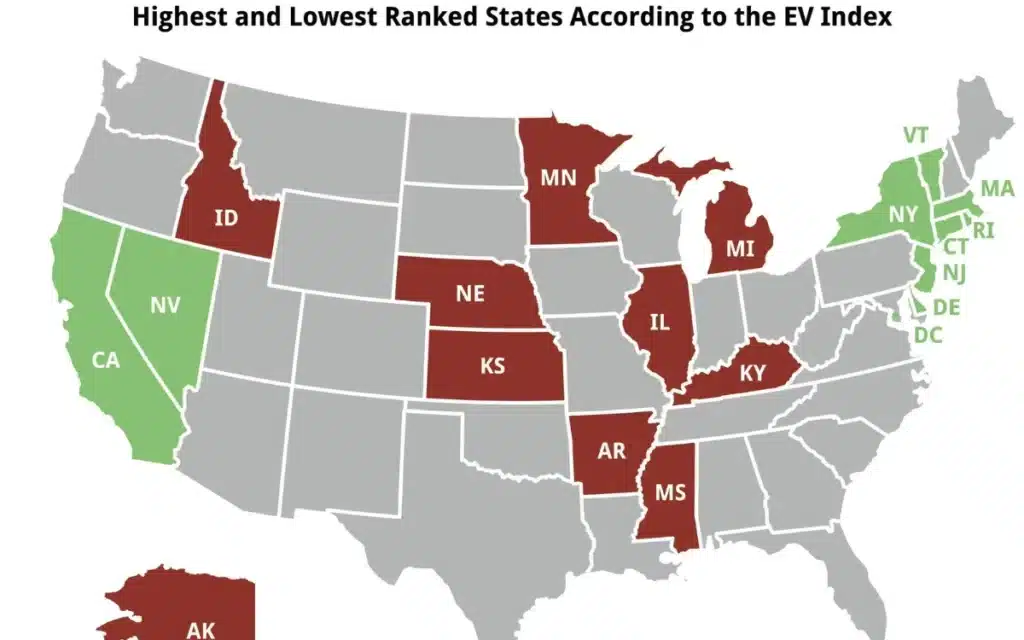 A study showing the best and worst states in terms of EV charging infrastructure