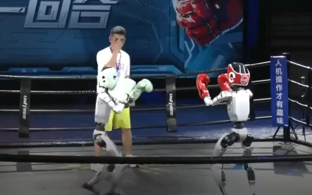Humanoid robots battle it out in China’s robot fighting debut