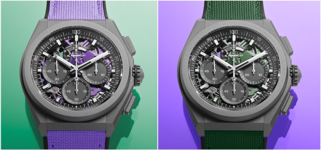 Zenith box set, Defy 21 Ultraviolet forest green and turquoise