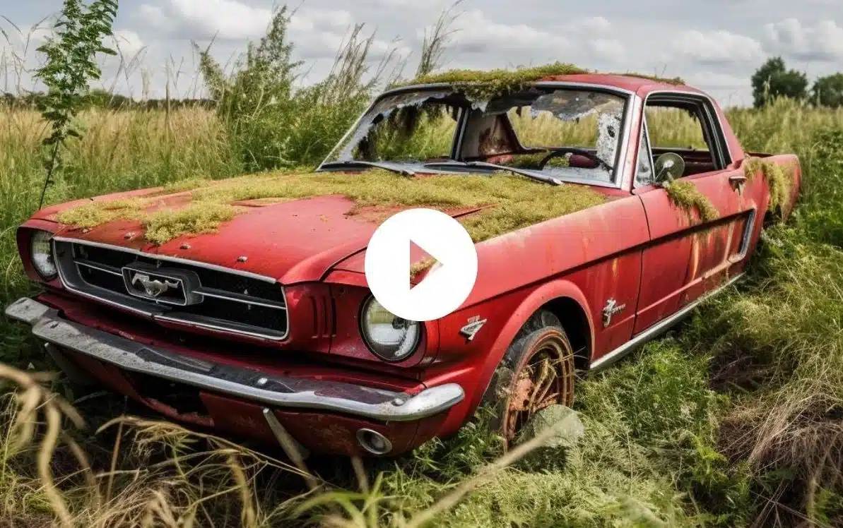 Abandoned Mustang saved after 30 years in a cow field