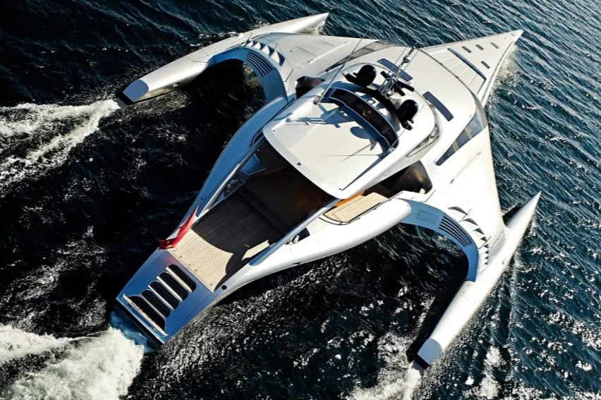 Superyacht's one-of-a-kind sci-fi design leaves its owner feeling like he's 'living in a goldfish bowl' every time he docks