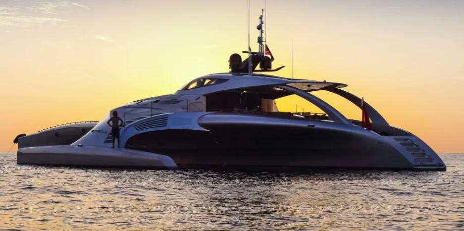 Superyacht's one-of-a-kind sci-fi design leaves its owner feeling like he's 'living in a goldfish bowl' every time he docks