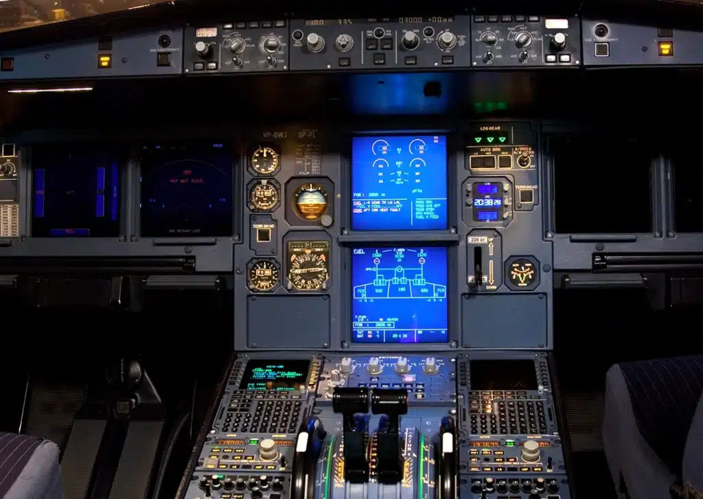 airbus a319 cockpit landing crosswind