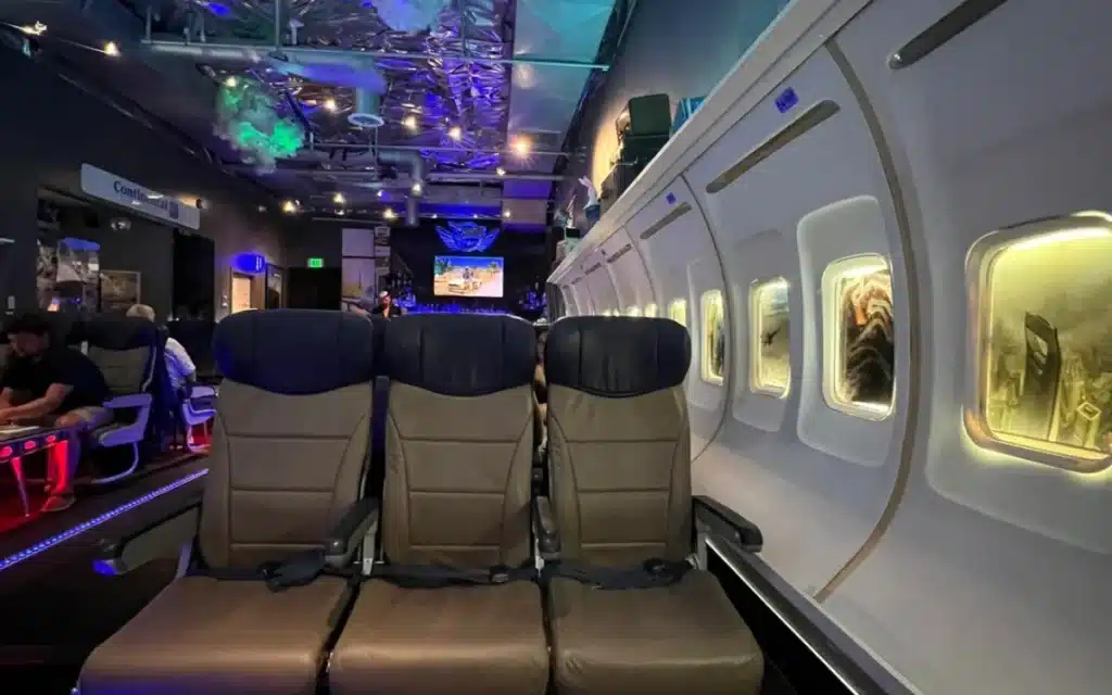Step inside this airplane bar in Palm Springs, PS Air Bar, where cocktails are served in an airplane cabin complete with real seats and aviation-themed drinks