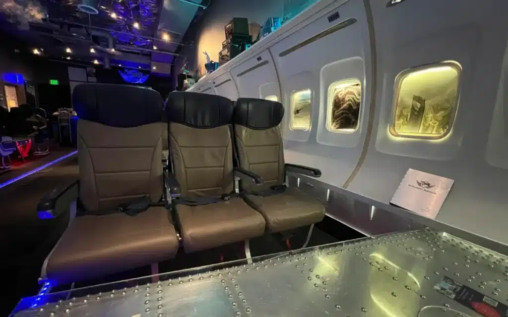 Step inside this airplane bar in Palm Springs, PS Air Bar, where cocktails are served in an airplane cabin complete with real seats and aviation-themed drinks