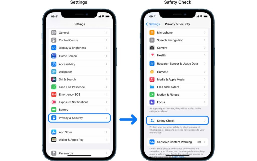 Apple iPhone Safety Check feature