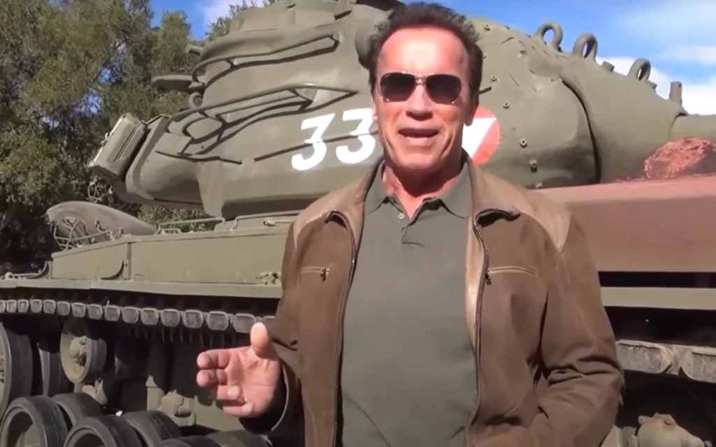 Arnold Schwarzenegger’s car collection has everything from a bright-red Audi R8 to a Cold War tank he actually uses to crush cars