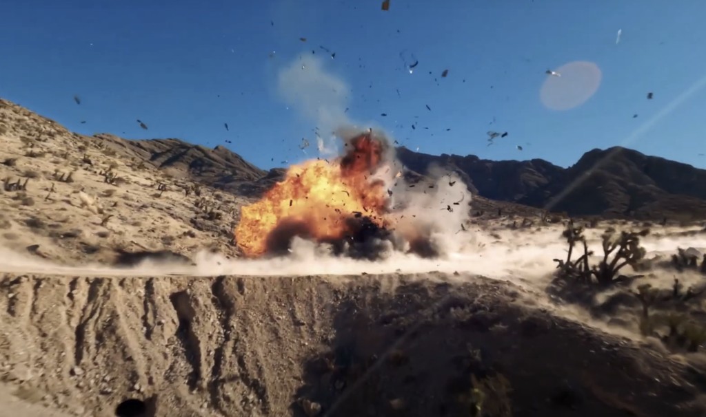 The fireball of the Lamborghini explosion.