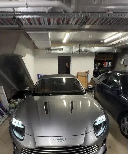 Aussie car guy grabs his dad from the airport in an Aston Martin DB12, Bond-style