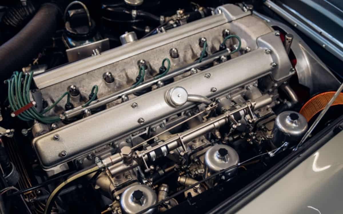 The engine inside the Aston Martin DB5.