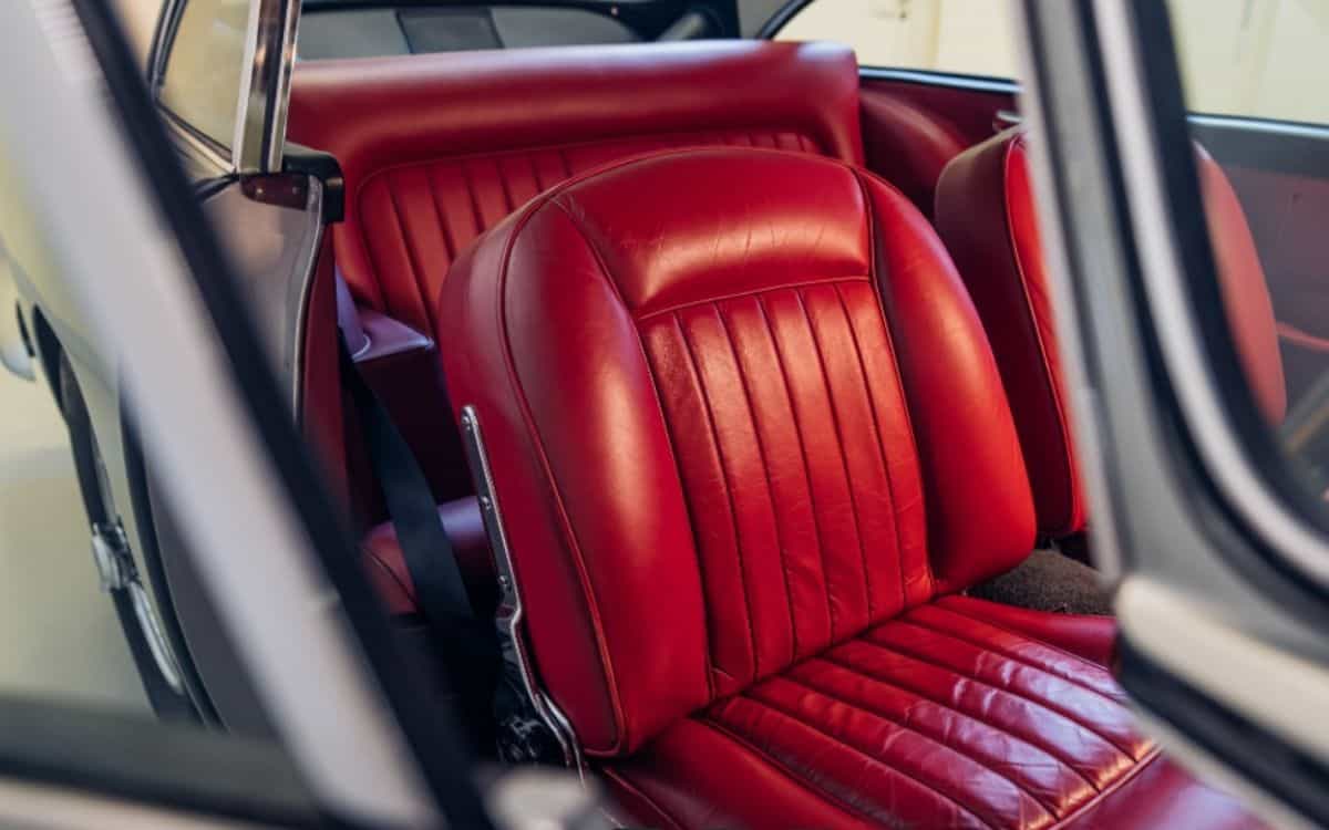 Another angle of the red leather seats.