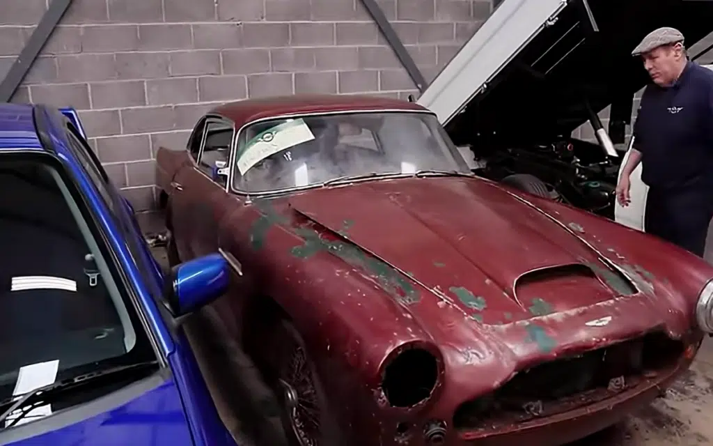 This Aston Martin DB4 barn find in a dilapidated garage with a collapsed roof sold for far more than expected at auction