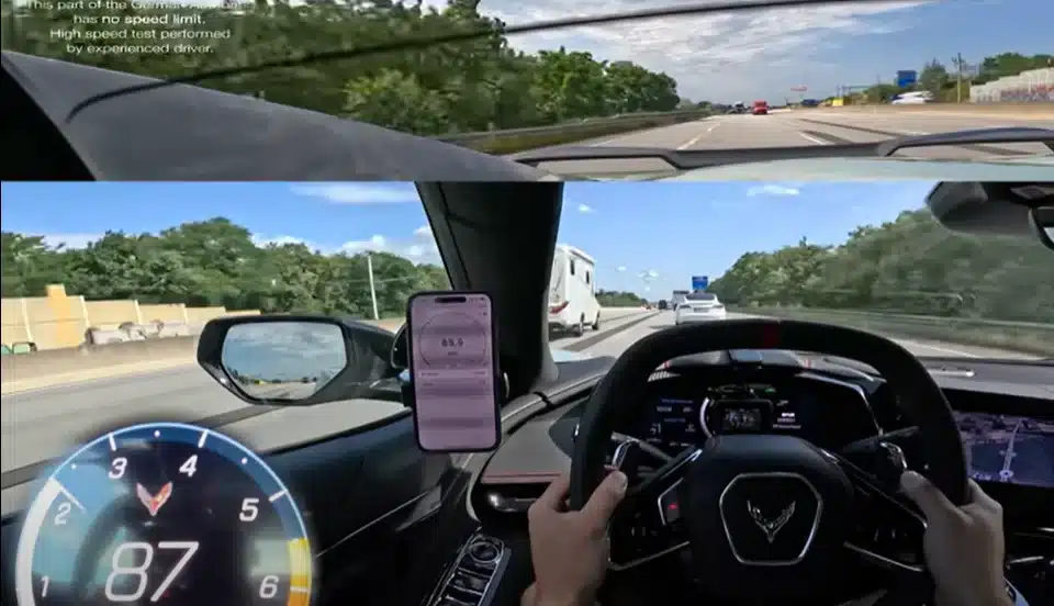 Chevrolet Corvette Stingray goes full throttle on Autobahn and hits top speed legally