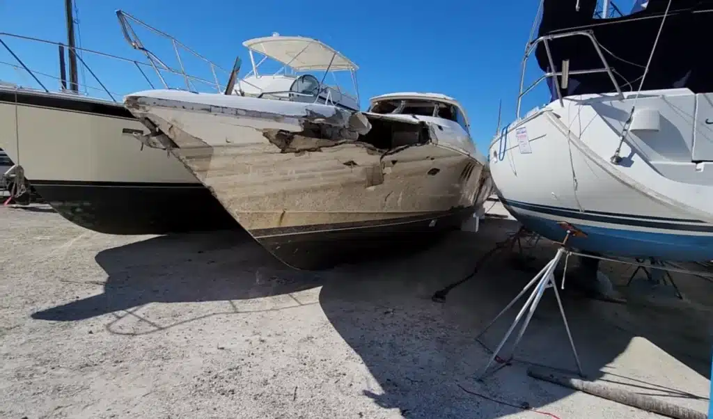 boat graveyard in Florida after Hurricane Ian