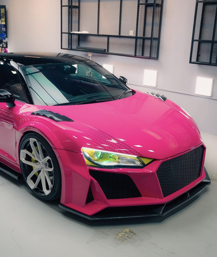 Bright pink Audi R8