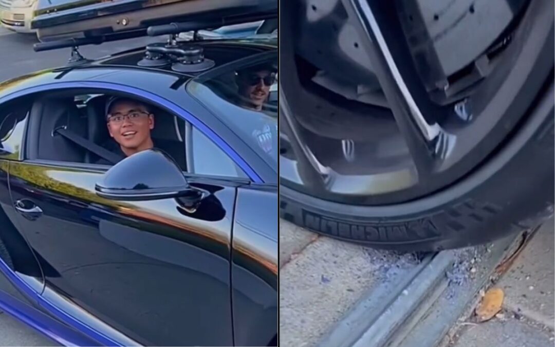 Guy makes huge error while trying to park his Bugatti