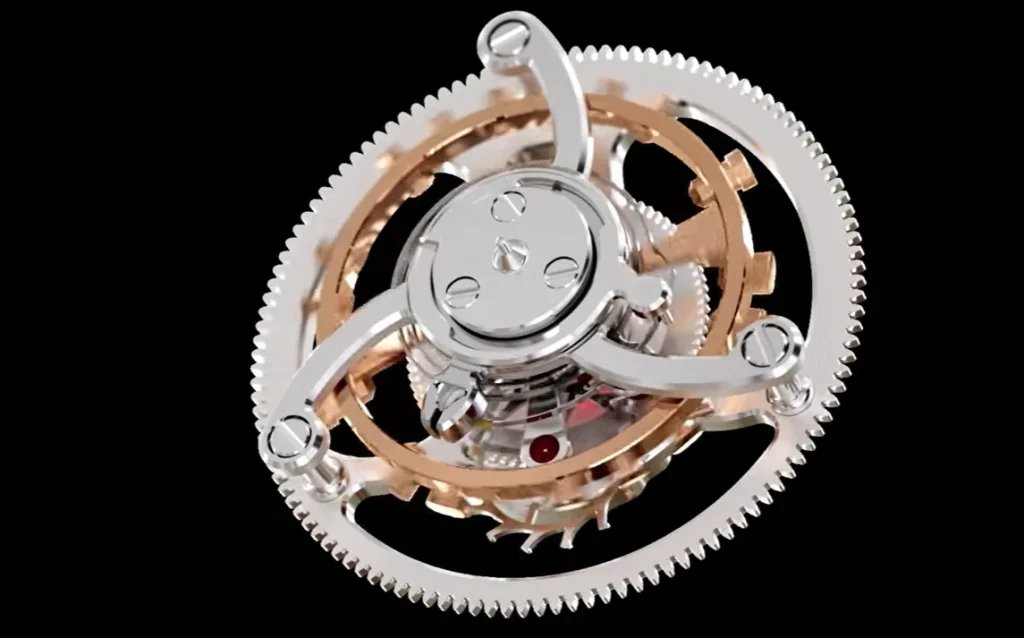 The Bugatti Tourbillon gauge cluster is built like a Swiss watch, with 650+ parts, rubies, gears, and LEDs instead of a screen