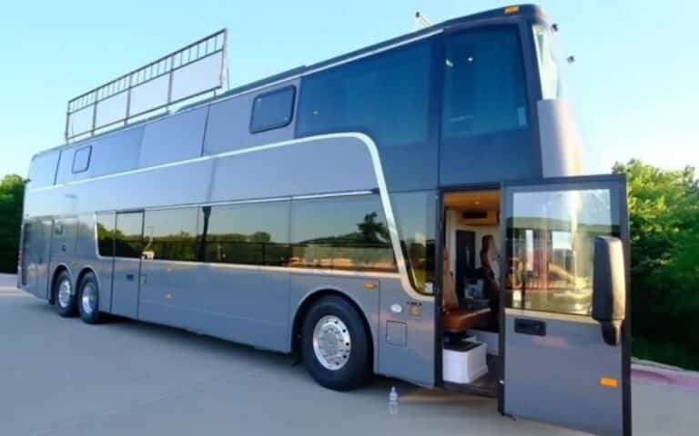 Family of eight converted a double decker bus into their house