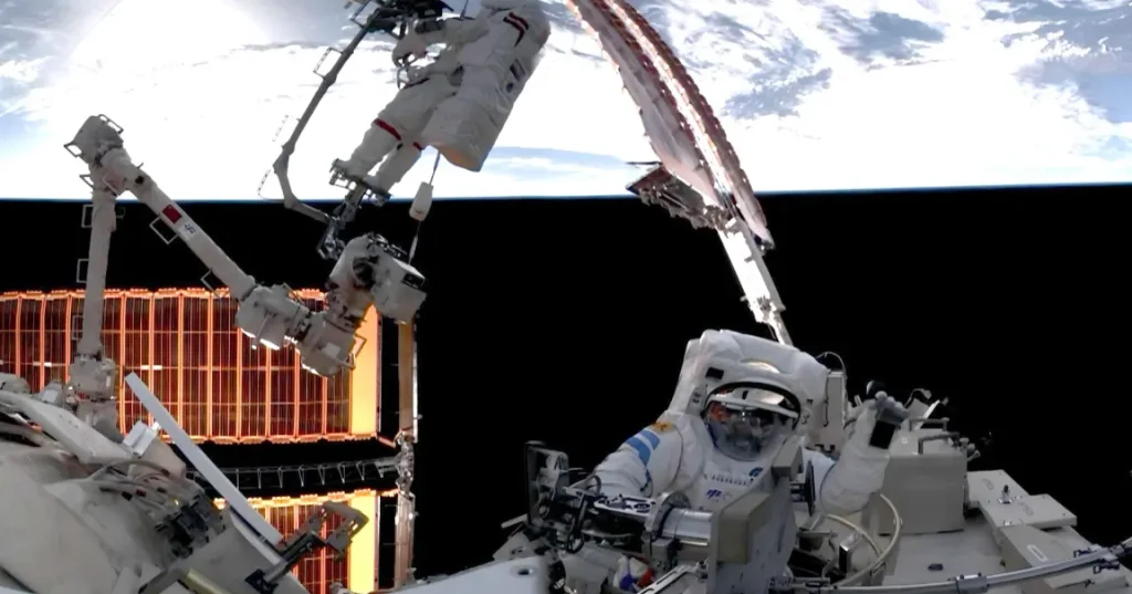 Chinese astronauts had to climb outside the space station to inspect a cracked window caused by debris