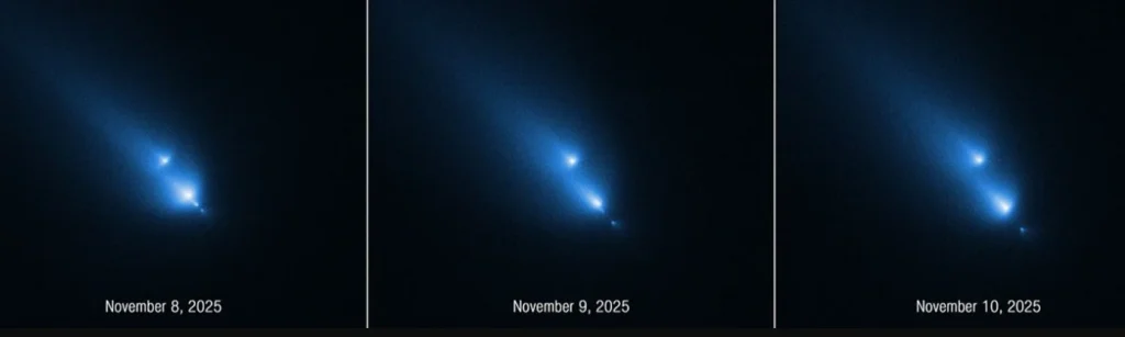 Luck was on the side of NASA astronomers when they managed to capture the moment a comet began drifting apart with the Hubble Space Telescope