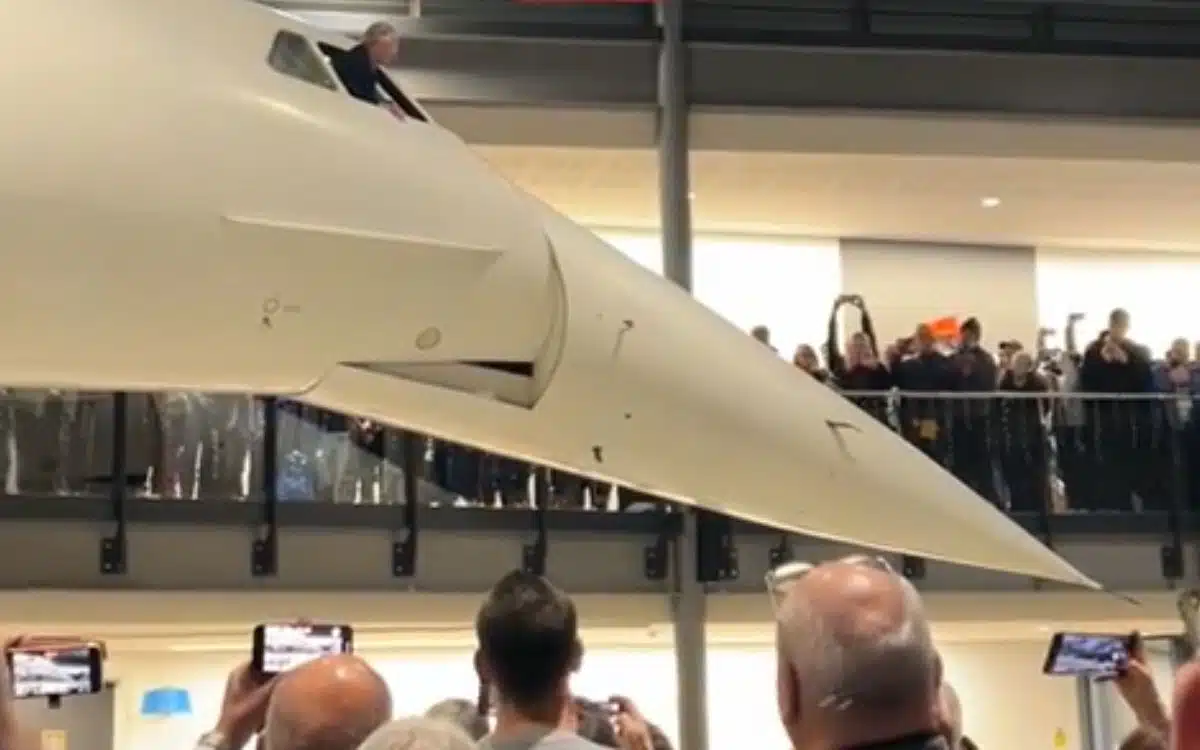 Longest serving Concorde captain demonstrates its nose droop to mark 20 years after final flight