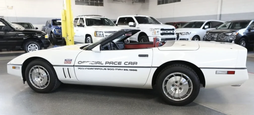 This stunning 1986 Indy 500 Pace Car edition Corvette convertible is finished in pristine white over a red interior and has just 16,000 miles on the clock