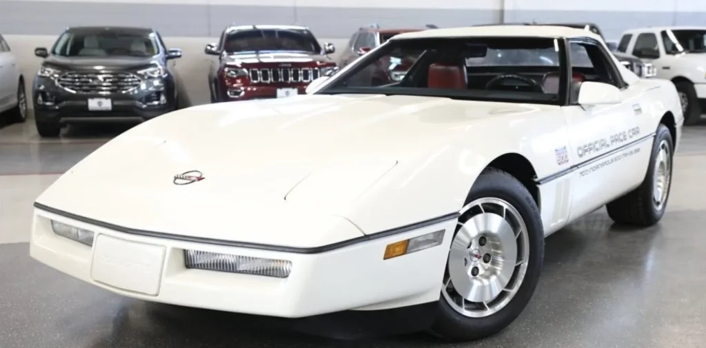 This stunning 1986 Indy 500 Pace Car edition Corvette convertible is finished in pristine white over a red interior and has just 16,000 miles on the clock