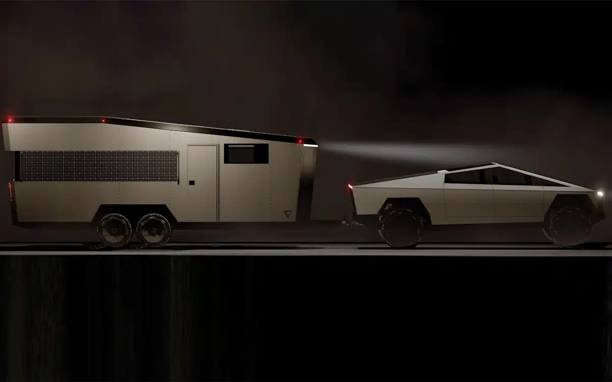This solar-powered CyberTrailer camper attachment is inspired by the Tesla Cybertruck