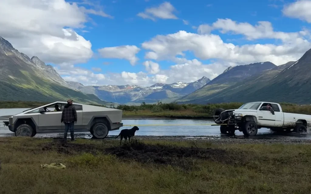 A Tesla Cybertruck owner was left seriously impressed after his EV was able to pull a Dodge Ram 2500 out of a river with ease.