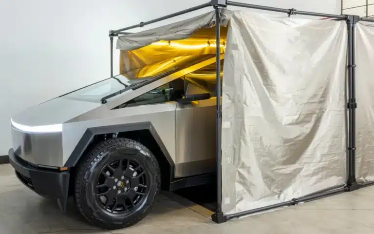 tesla cybertruck tent emp attacks