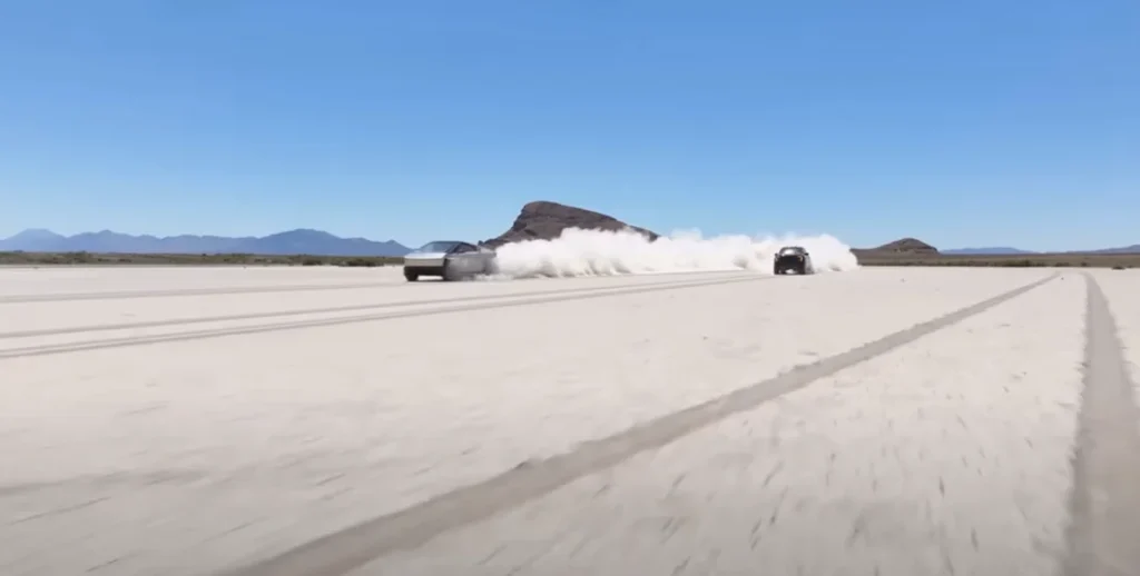 Tesla Cybertruck faced off against the Ford Raptor R in Wild West quarter mile drag race and there was a brutal humiliation