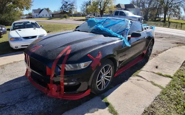 Ford Mustang Convertible hit by Florida hurricane