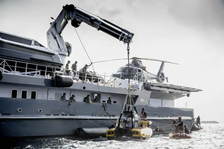 The support boat for a superyacht owned by Mark Zuckerberg was recently spotted in Greece and it’s so big it made an 18-wheeler look like a toy