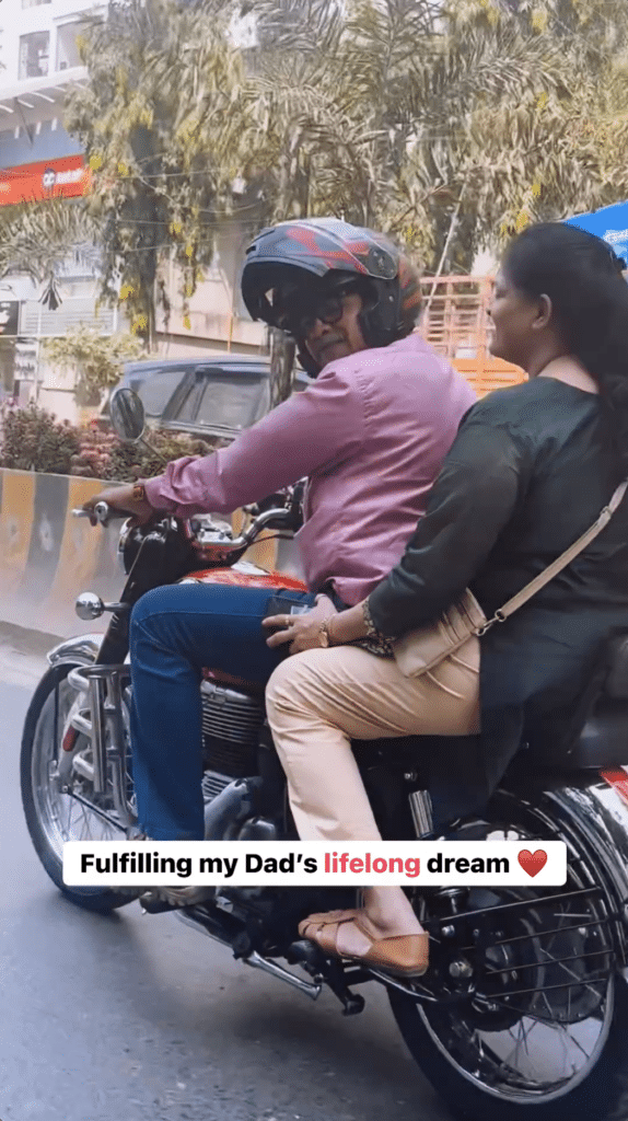 Daughter fulfills dad's lifelong dream by buying him his dream motorbike