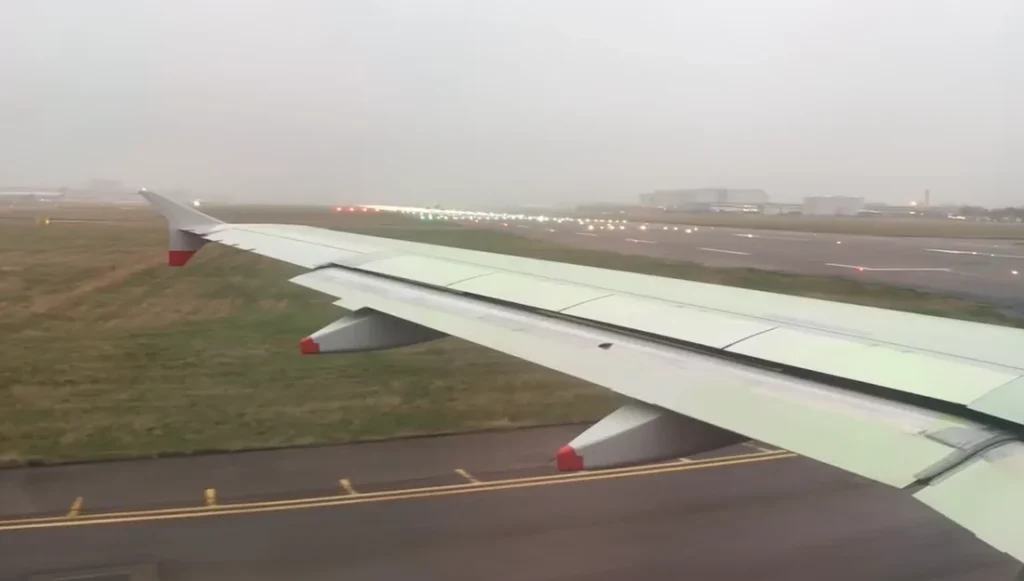 A video shows plane de-icing in Norway using a mysterious orange liquid that is sprayed at high pressure to remove ice before safe takeoff