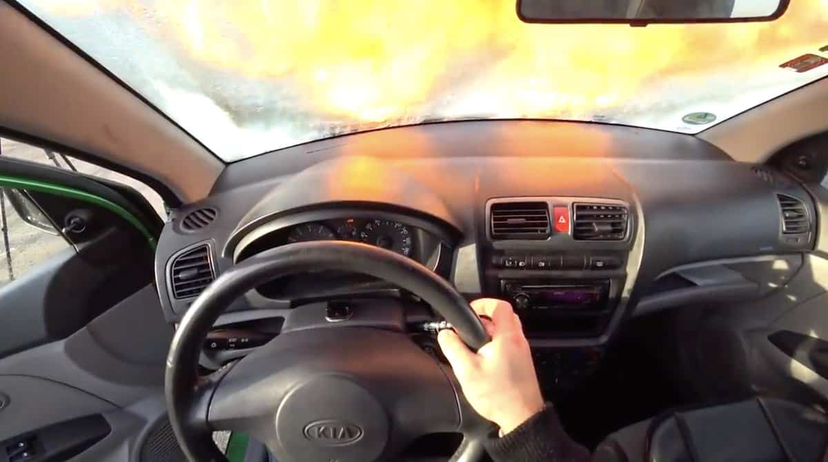 Defrosting your windshield with flames