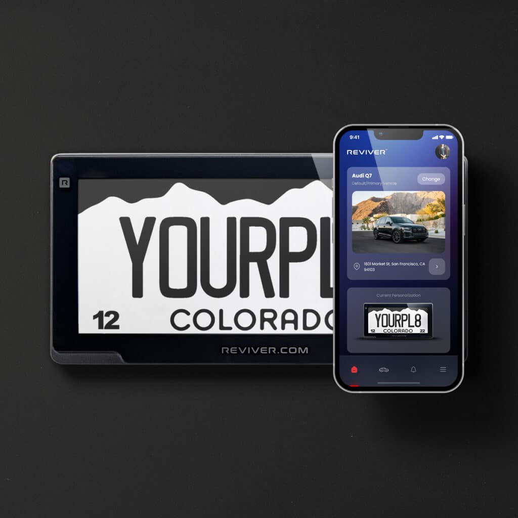 Reviver's digital license plates can be controlled with a smartphone app